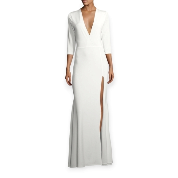 LurellyLinda Plunging High-Slit Faux Wrap Evening Gown New with Tags